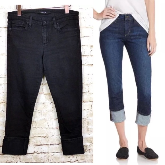 black cropped stretch jeans